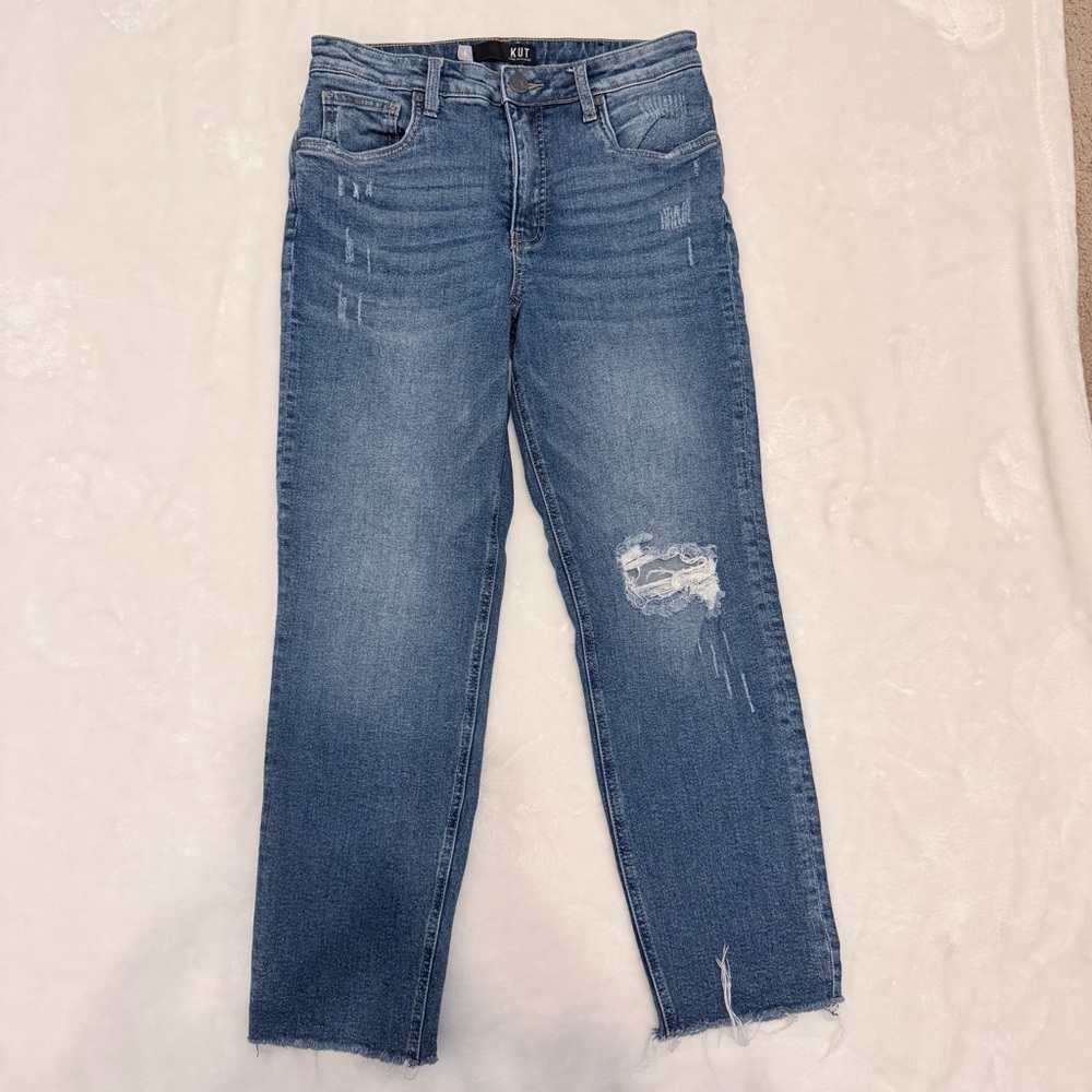 KUT from the Kloth Rachael High Rise Mom Jeans Distressed Crop | Size 6 | NWOT - Picture 2 of 10